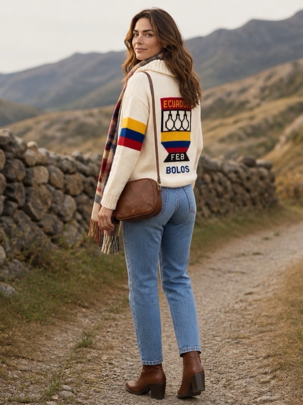 Handmade Ecuador Wool Sweater Jacket Trophy Graphic Full Zip Cardigan Vintage - Picture 3 of 12